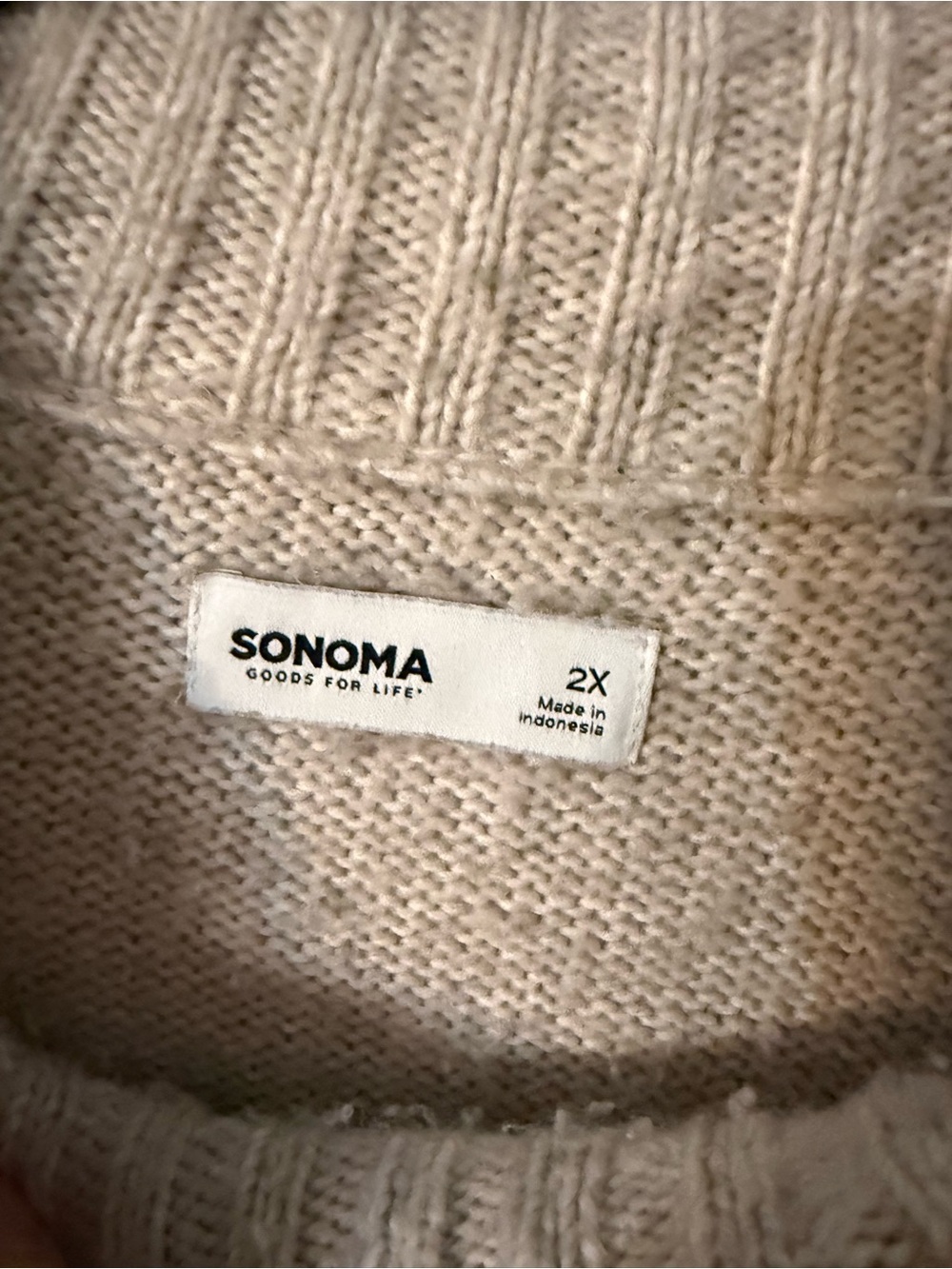 Sonoma Cream Ribbed Knit Crewneck Sweater - Picture 2 of 2